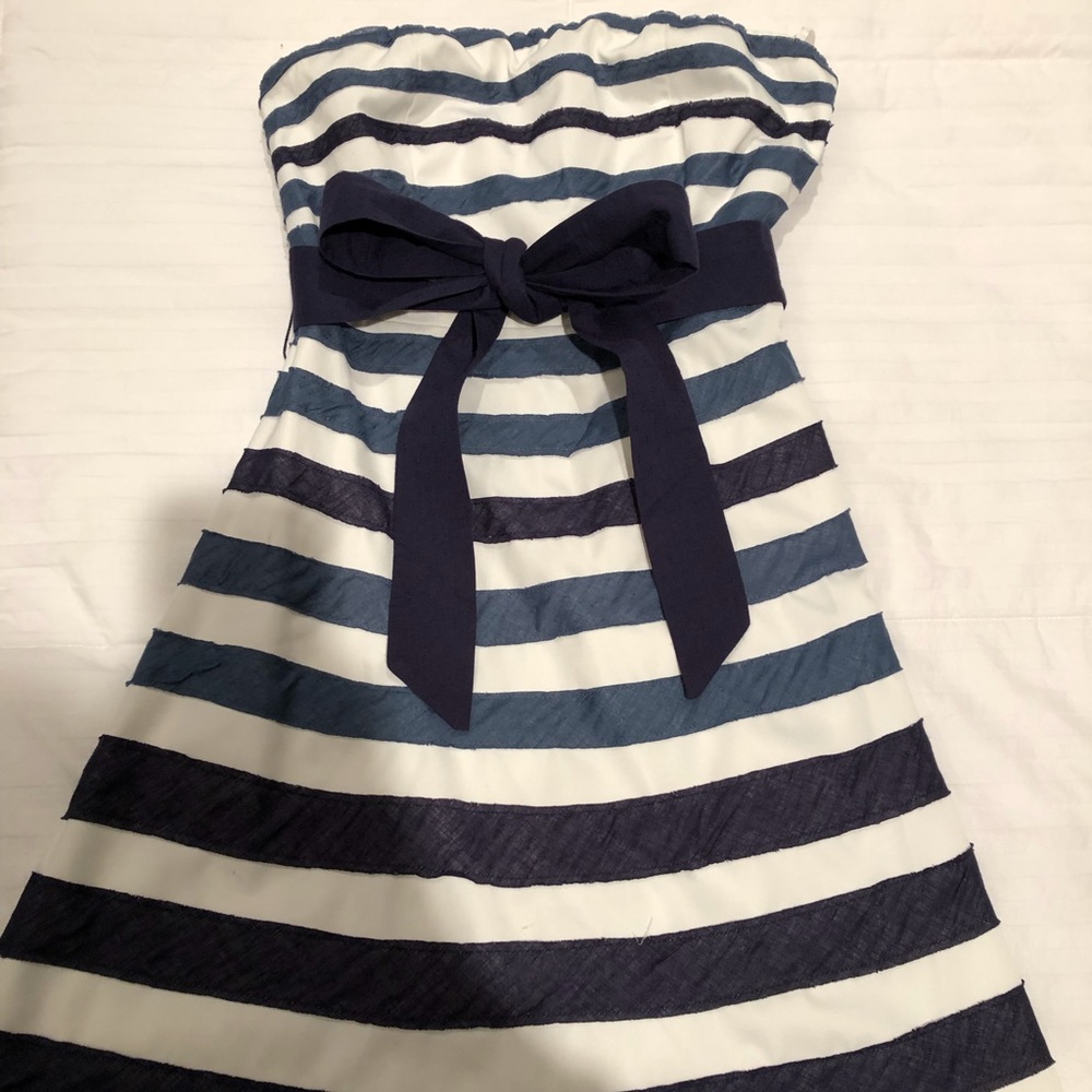 Blue & White Striped Strapless Dress NWT Sz Small